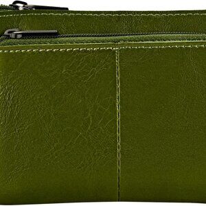 Army Green Genuine Leather Wallet,Mini Zip Change Purse Women,Key Wallet,Coin Pu